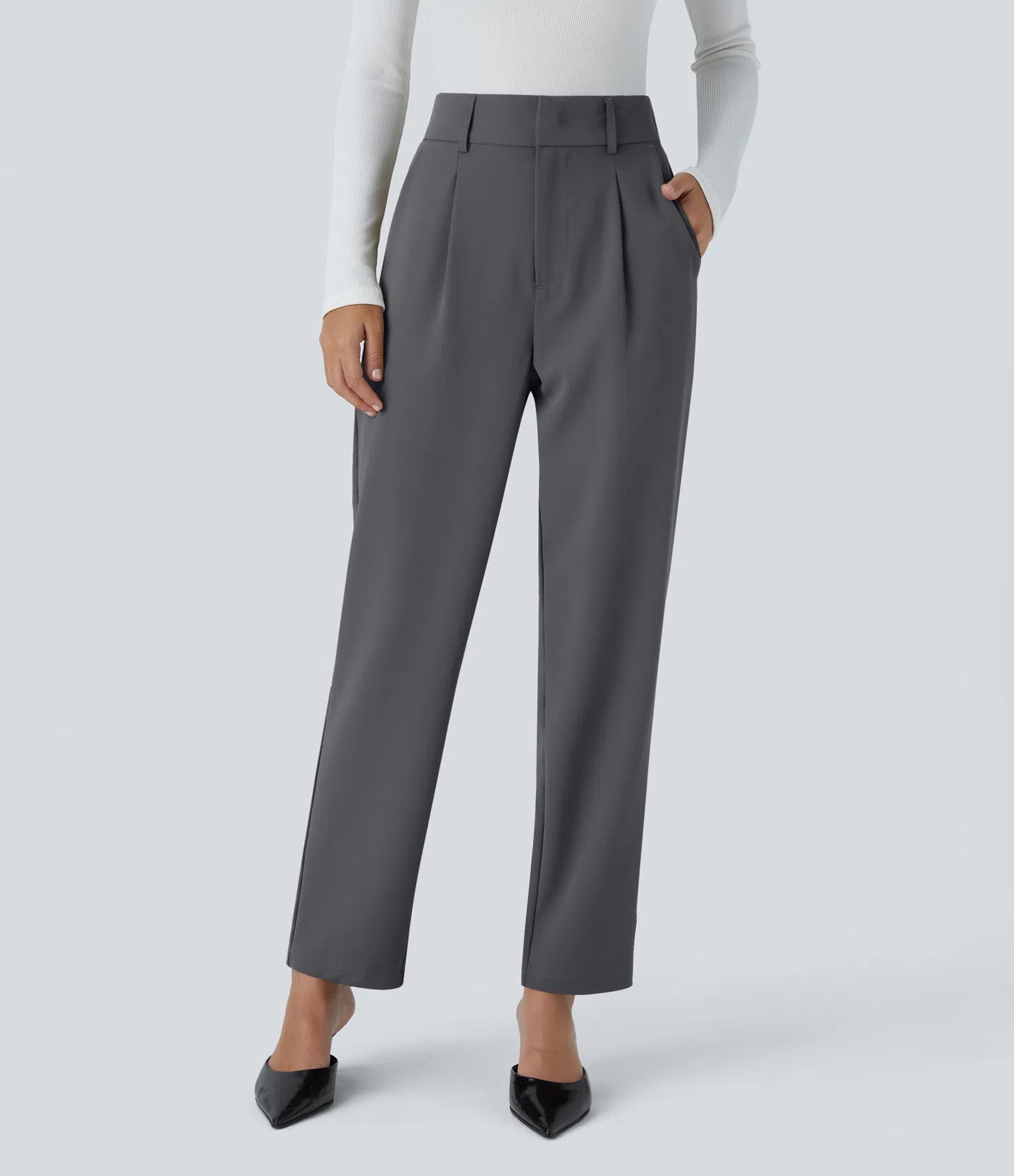 BumFlair - High Waisted Pocket Solid Work Tapered Pants