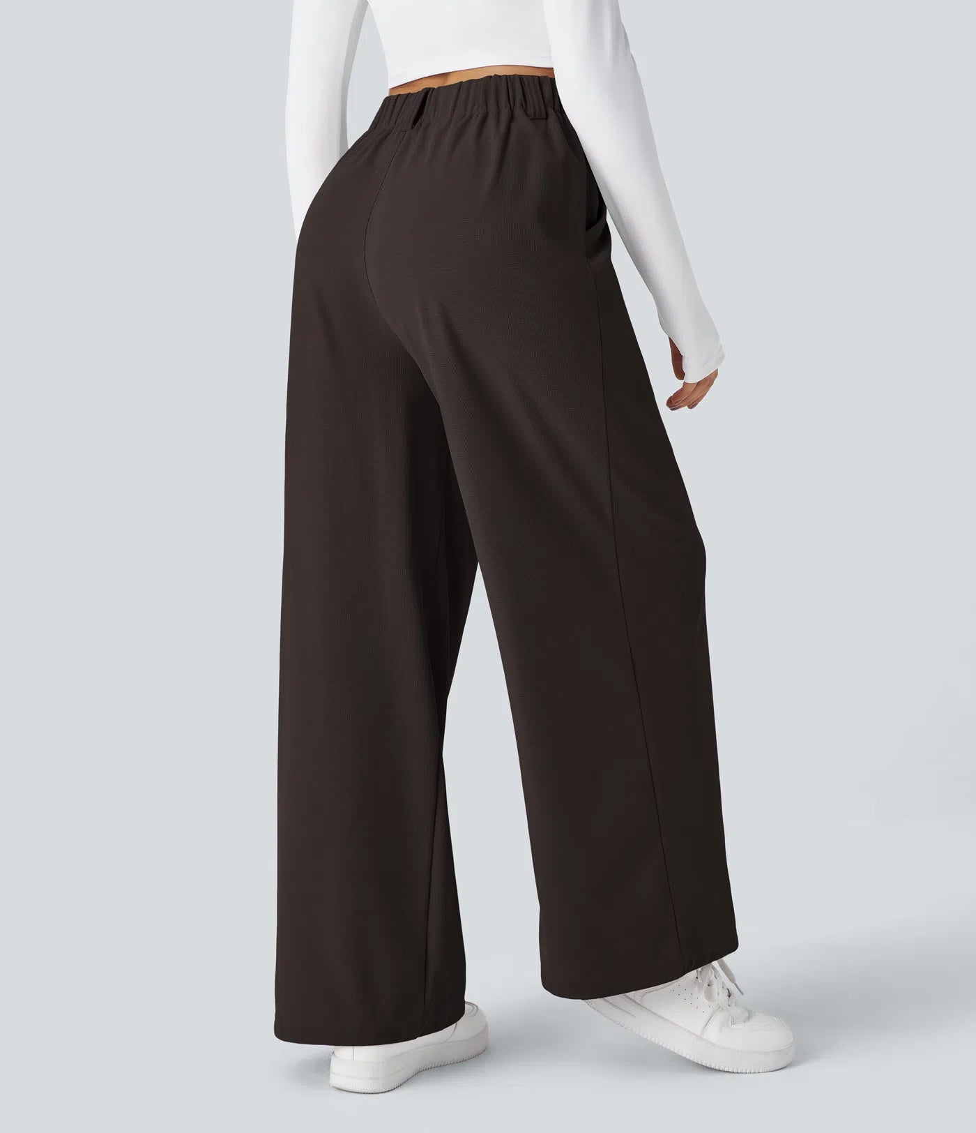 BumFlair - High Waisted Pocket Wide Leg Waffle Work Pants