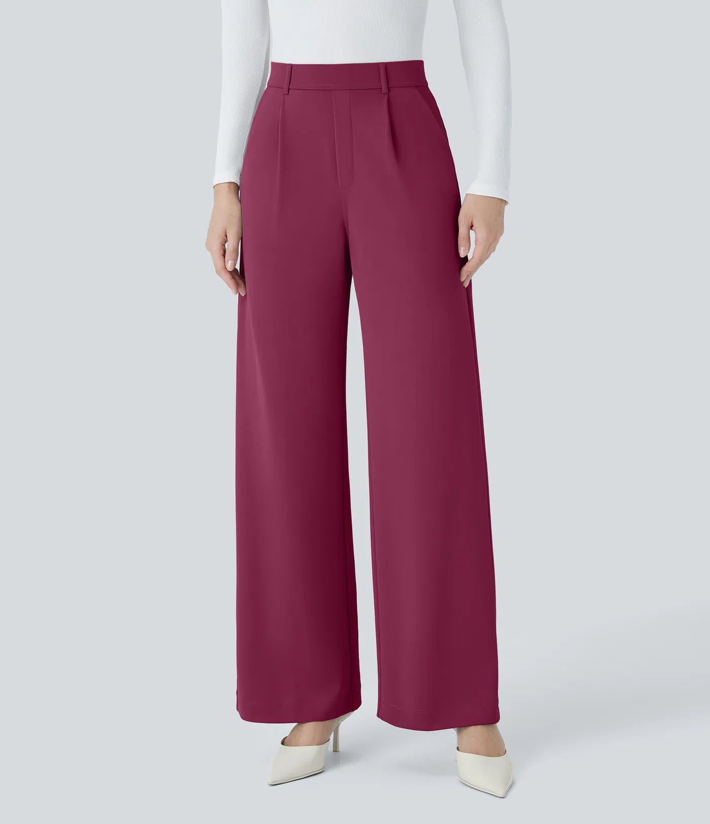 BumFlair – High Waisted Pocket Straight Leg Crepe Work Pants