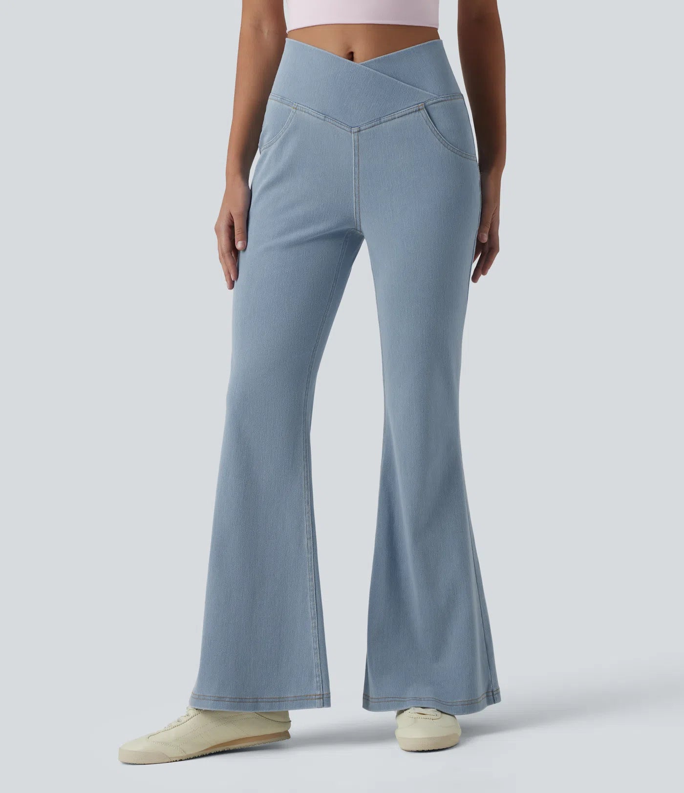 BumFlair - High Waisted Crossover Pocket Washed Casual Jeans