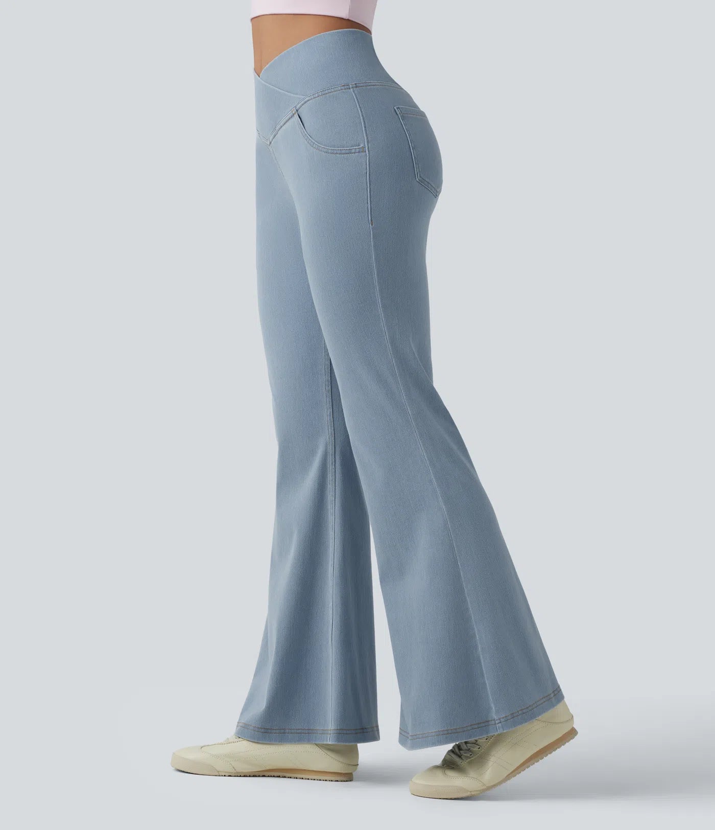 BumFlair - High Waisted Crossover Pocket Washed Casual Jeans