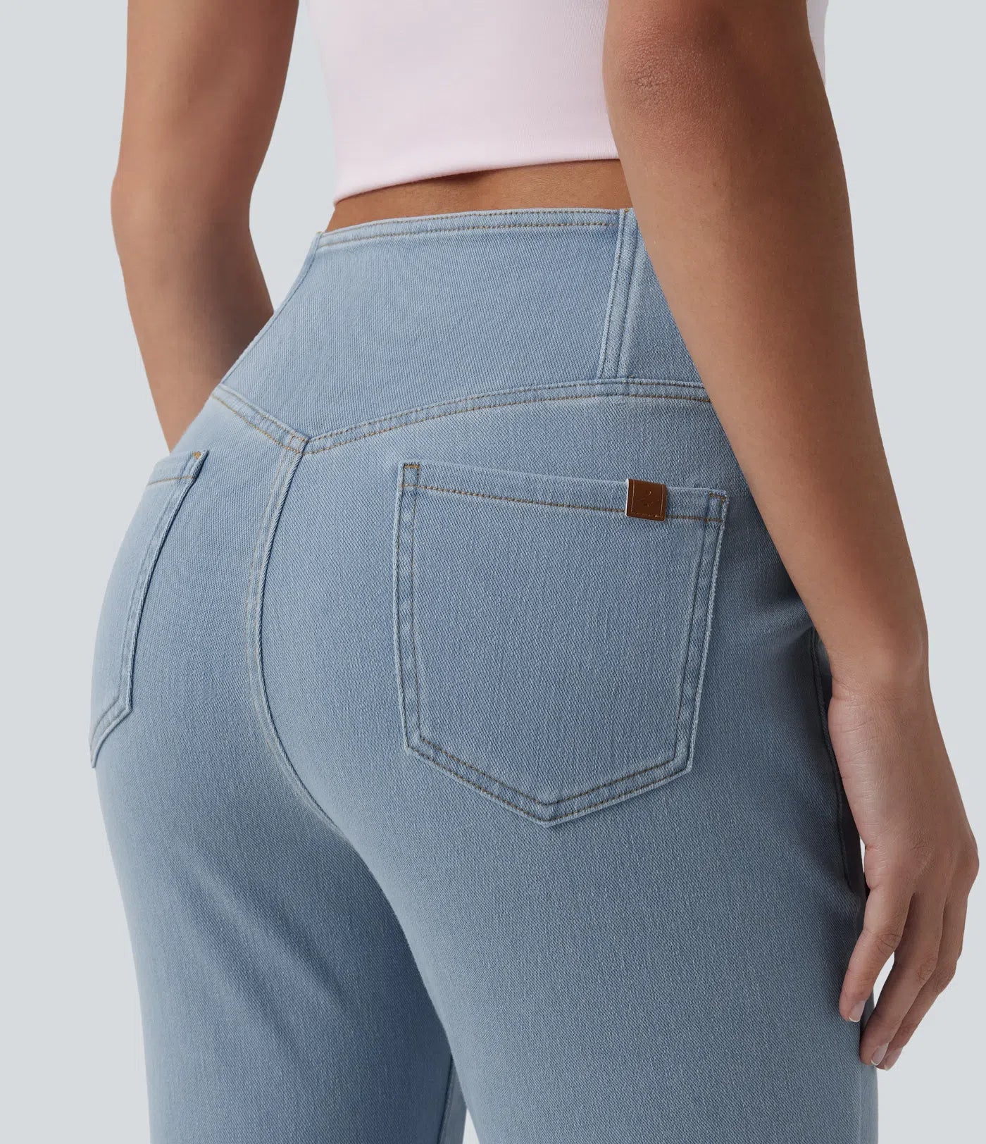 BumFlair - High Waisted Crossover Pocket Washed Casual Jeans