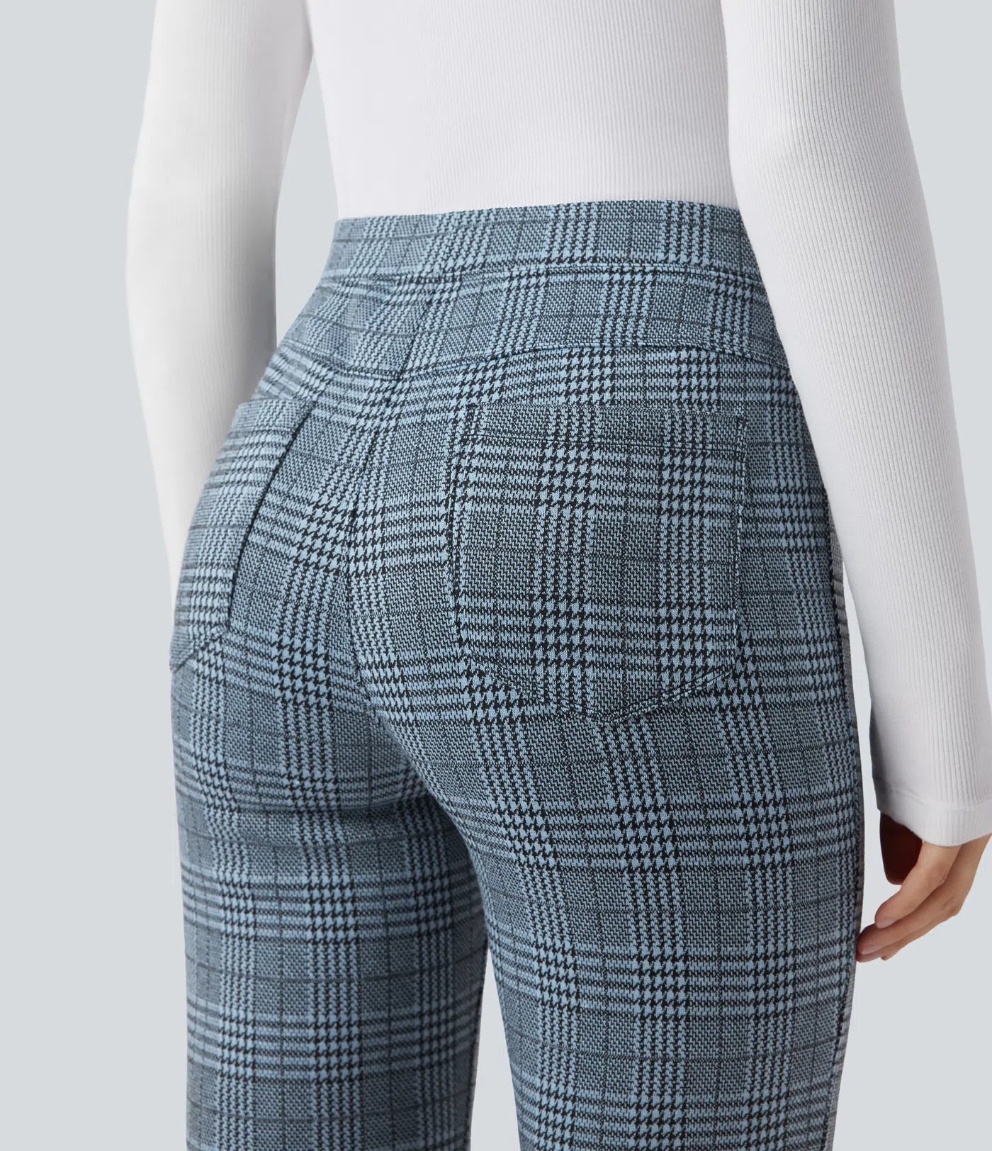 BumFlair – High Waisted Pocket Houndstooth Plaid Skinny Work Pants