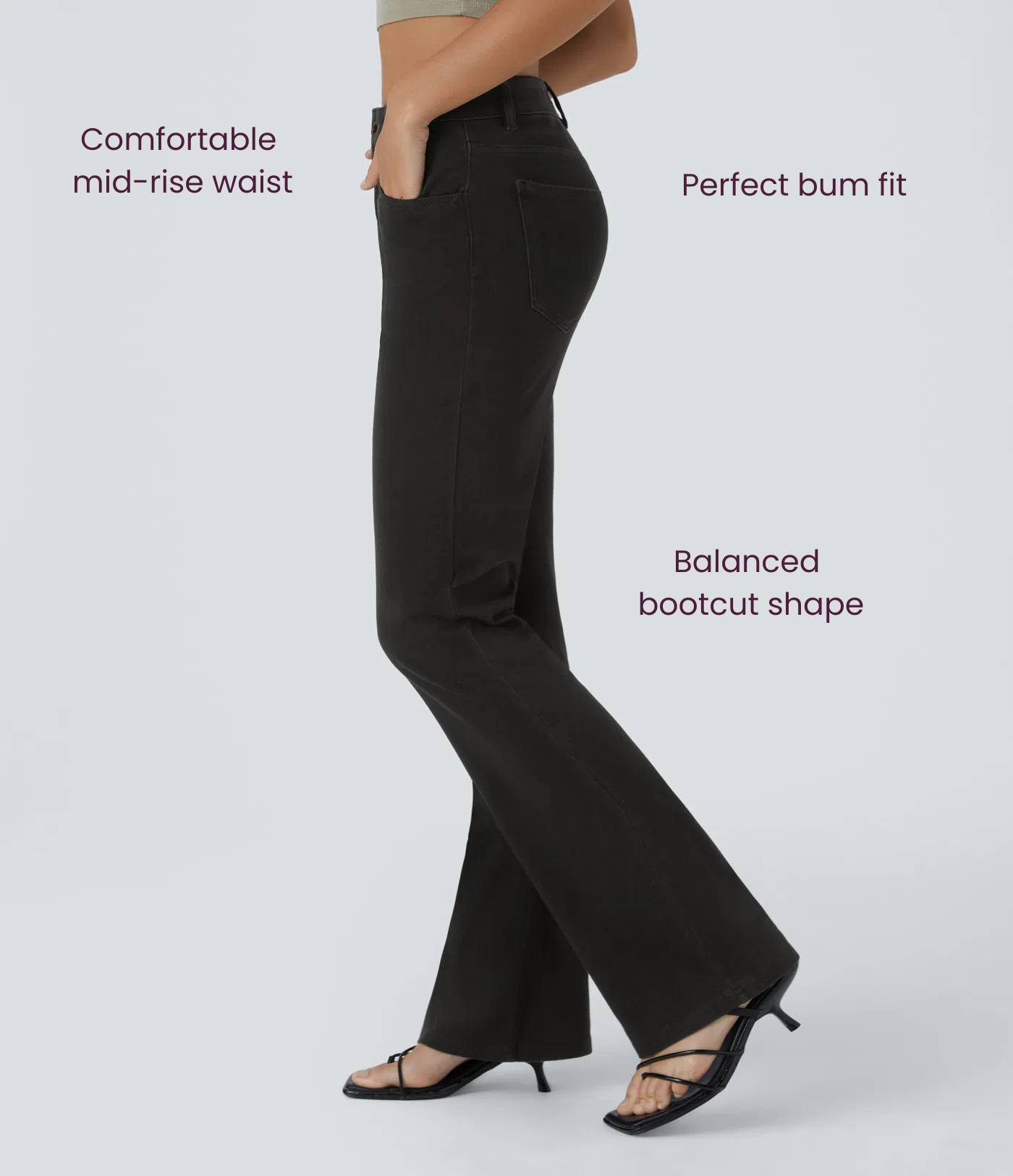 BumFlair - Mid Rise Pockets Casual Bootcut Jeans